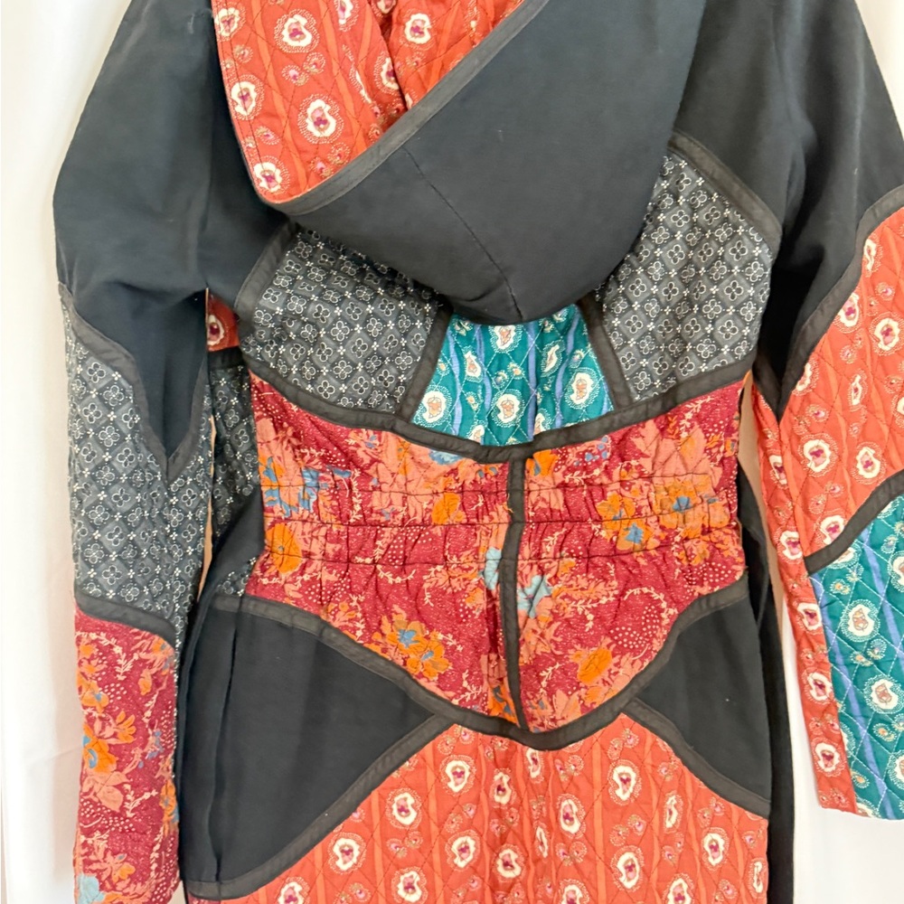 Vintage Patchwork Jacket | Quilted Boho Hooded Be… - image 6